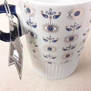 Blue Evil Eye Flower Boho Coffee Mug